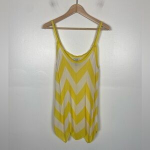 Cache Y2K Crochet Knit Top Size XL Stripes Neon Yellow & White‎ Scalloped Hem